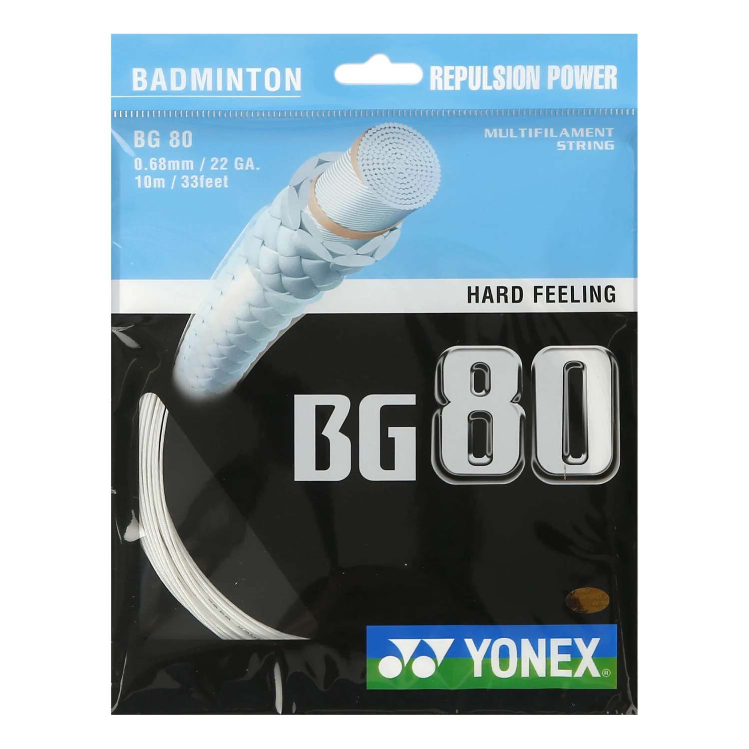 YONEX BG 80 Badmintonsaitenset 10m - Weiß