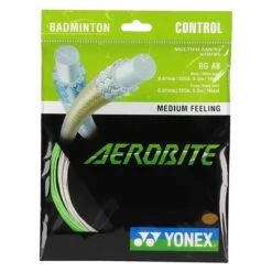 Yonex Badmintonsaite Aerobite Hybrid 0.61/0.67 Weiss/grün 10m Set