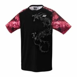 Yonex Badminton-Tshirt Crew Neck Graphic Dragon Schwarz Herren