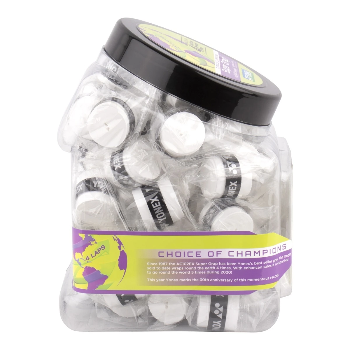 Yonex Overgrip Super Grap 0.6mm (Komfort/glatt/leicht Haftend) Weiss 60er Box â Bild 2