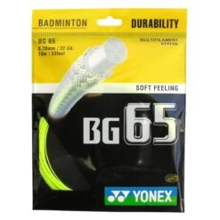 Yonex Badmintonsaite BG65 (Allround+Haltbarkeit) Gelb 10m Set