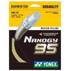 Yonex Badmintonsaite Nanogy 95 (Haltbarkeit+Power) Gold 10m Set
