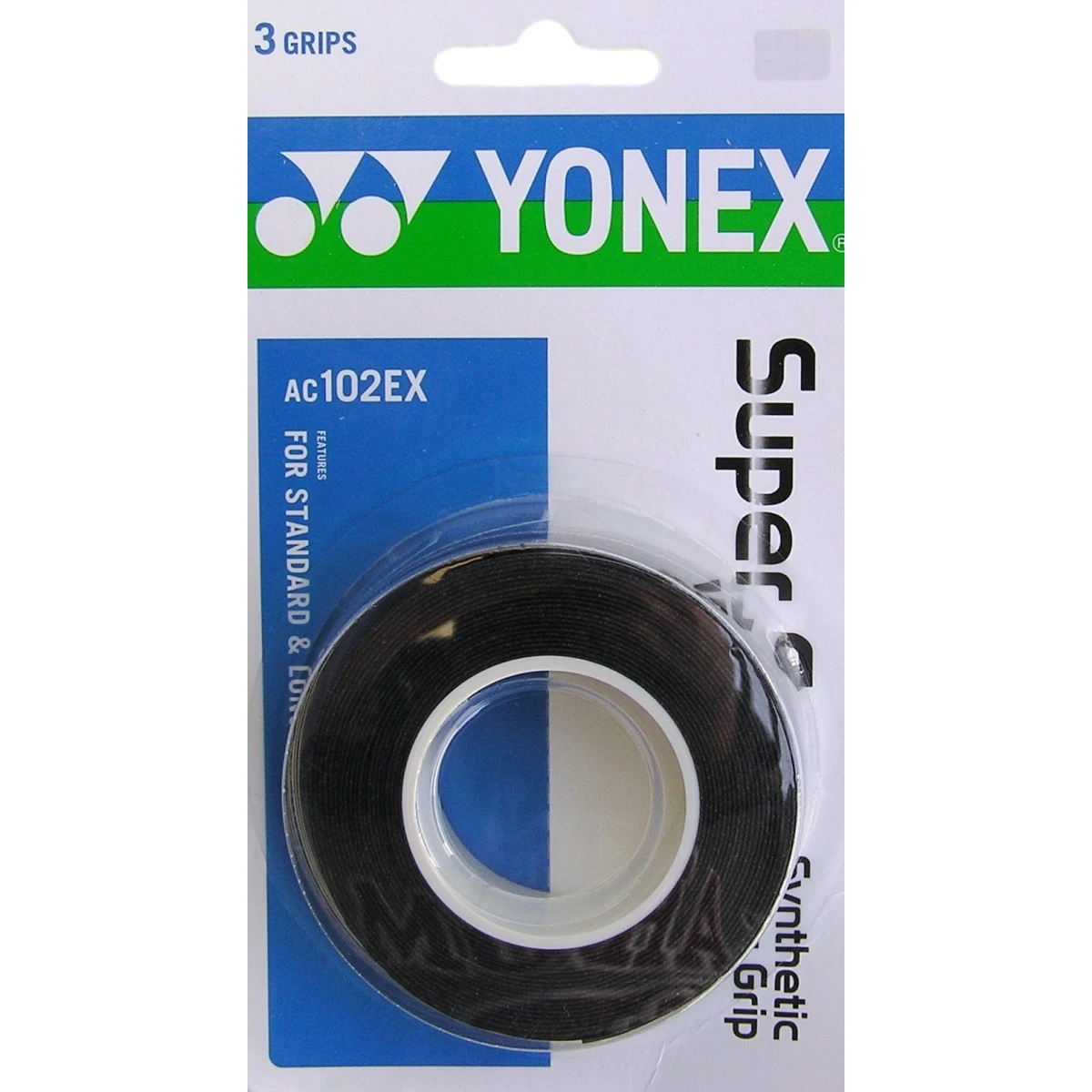 Yonex Overgrip Super Grap 0.6mm (Komfort/glatt/leicht Haftend) Schwarz 3er